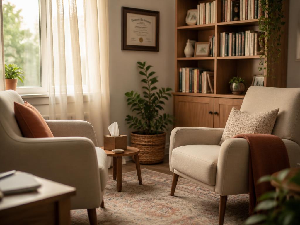 Studio accogliente con poltrone e luce naturale morbida